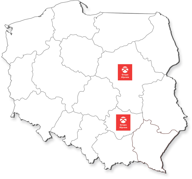 Mapa Polski - GrupaAlprem.pl obsługiwany obszar całej polski